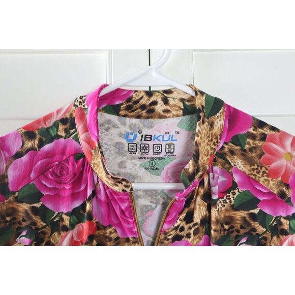 IBKUL $128 Rose Floral Leopard 1/2 Zip Golf Stretch Athletic Dress Size Small - Picture 6 of 6